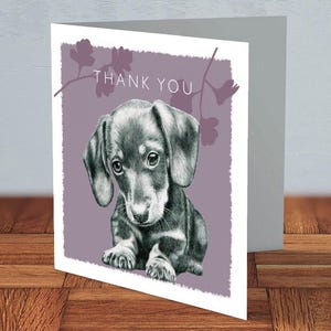 Carte de remerciement teckel, chien saucisse, maman teckel, papa teckel, carte pour elle, carte pour lui, fête de chien, amoureux du teckel, merci