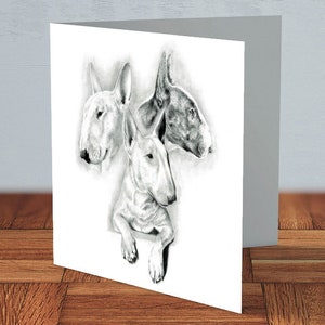 Engels Bull terrier - Wenskaart | hondenbezitter, moeder bull terrier, vader bull terrier, voor haar, kaart voor hem, kaart voor vriend, baasje