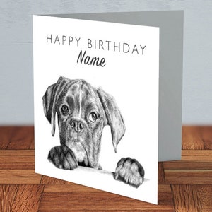 Boxer - Gepersonaliseerde verjaardagskaart | hondenliefhebber, boksereigenaar, verjaardag vriend, verjaardag hond of moeder, voor vader, handgemaakte kaart, huisdiereigenaar