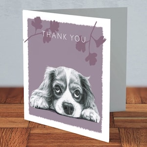 Carte de remerciement Cavalier King Charles Spaniel, cadeau pour amoureux des chiens, maman épagneul, papa épagneul, carte pour elle, carte pour lui, amoureux des chiens, épagneul