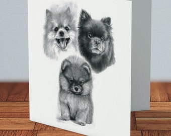 Pomeranian Greeting Birthday Card 300gsm linen