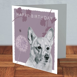 Welsh Corgi de Pembroke (lilas) - Carte d'anniversaire | amoureux des chiens, propriétaire d'un corgi, anniversaire d'un ami, anniversaire de chien, carte pour maman, carte pour papa, propriétaire d'animal de compagnie