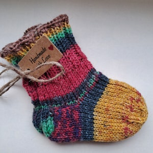 Hand-knitted baby socks, wool first socks, size 15/16 0 to 3 months 3