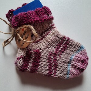 Handgestrickte Babysocken, Erstlingssocken Wolle, Gr.15/16 0 bis 3 Monate 9