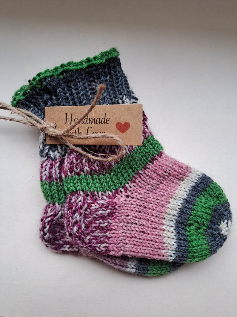 Hand-knitted baby socks, wool first socks, size 15/16 0 to 3 months 1