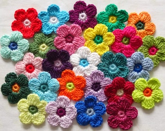 20 pcs. Crochet flowers crochet applique patch applique colorful mixed