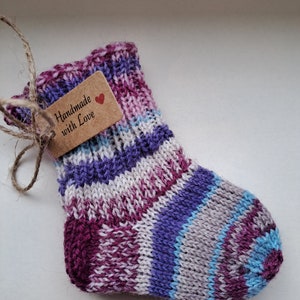 Hand-knitted baby socks, wool first socks, size 15/16 0 to 3 months 5