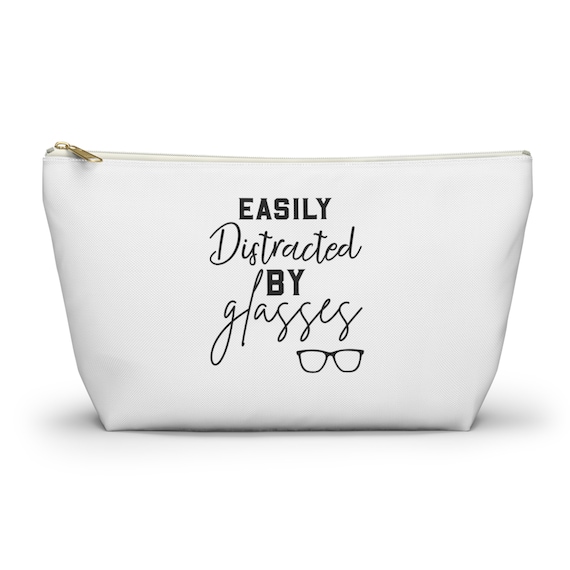 Easily Distracted by Glasses travel bag, Optometrist accessory, Optometry makeup bag, Eye Doctor, Prescription Glasses, Optician Decor