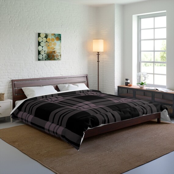 Gingham Bedding Patt ern, Khaki Gingham Duvet Cover Set - Twin, Twin XL, Queen, King - Plaid Dorm Bedding with Custom Options, Comforter,