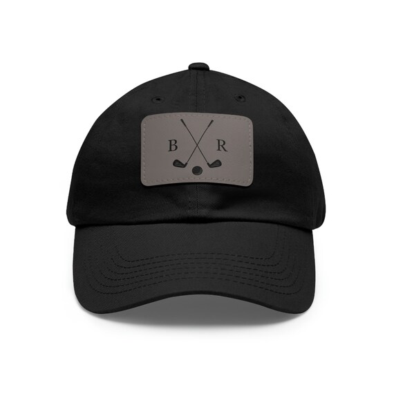 Dad Hat with Leather Patch, Rectangle, Gift for Dad, Fathers Day, Personalized Golf Hat, Golf Dad Gift, Grandpa Golf Hat, Papa Golf Hat