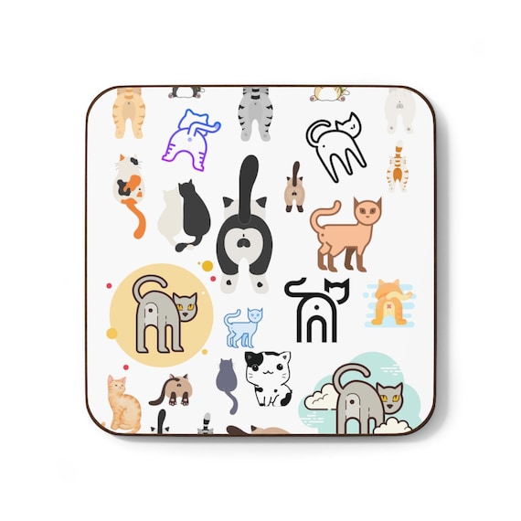 Cat Butt | Hardboard Back Coaster | Decor | Home | Cat Lady | Funny Cat Butt | Coffee | Coasters