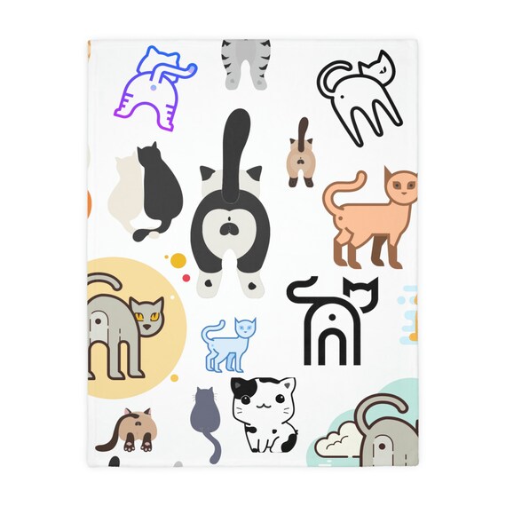 Cat Butt Velveteen Minky Blanket, Two-sided print, Funny Blanket, Cat Lover, Funny Cat, Cat Butt Funny Blanket, Kitty Butt, Cat Lovers, Cat