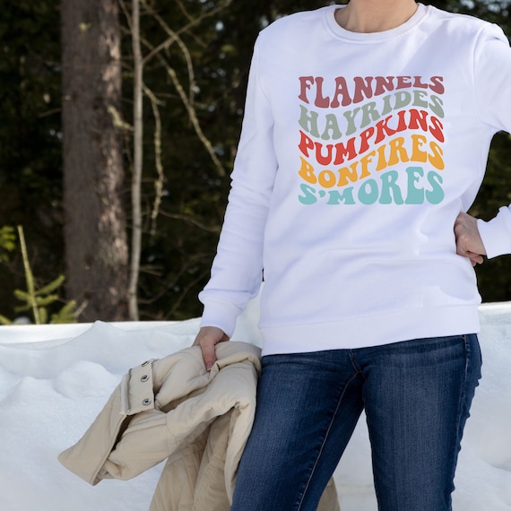 Crewneck Sweatshirt | Flannels | Hayrides | Pumpkins | Bonfires | S'mores | Fall Sweatshirt | Thanksgiving | Fall Crew Neck Sweatshirt