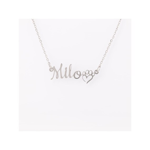 dognecklace, personalized dog necklace for dogs, Pet Loss Necklace With Name, Pet Memorial Jewelry Gift, Personalized Paw Necklace