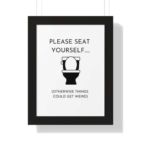 Funny Zen Bathroom Signs - y2k Quirky Home Decor - Framed Vanity Wall Art Bestseller