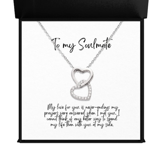 Two Lovers Interlocked Hearts Necklace, Necklace for Wife, Soulmate jewlery, Gifts for her, Minimalist, Valentine's Day Gift, Valentines Day