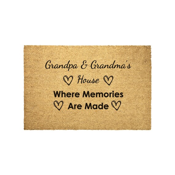 Grandparent Gifts, Outdoor Mat, Grandpa and Grandma's House: Where Memories Are Made, Doormat for Grandparents, Perfect Housewarming or Anni