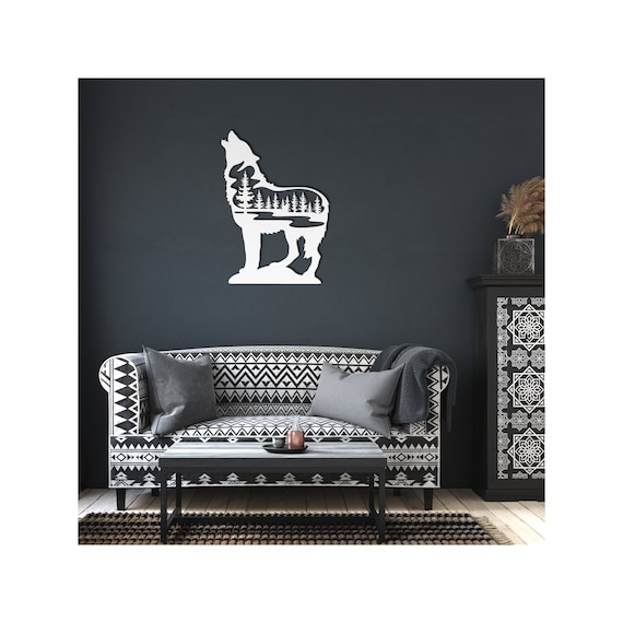 Wolf Wall Art | Metal Wall Art | Wolf Art | Wolf Decor | Minimalist | Handmade Home Decor | Large Metal Wall Art | Wolf Gifts | Howling Wolf