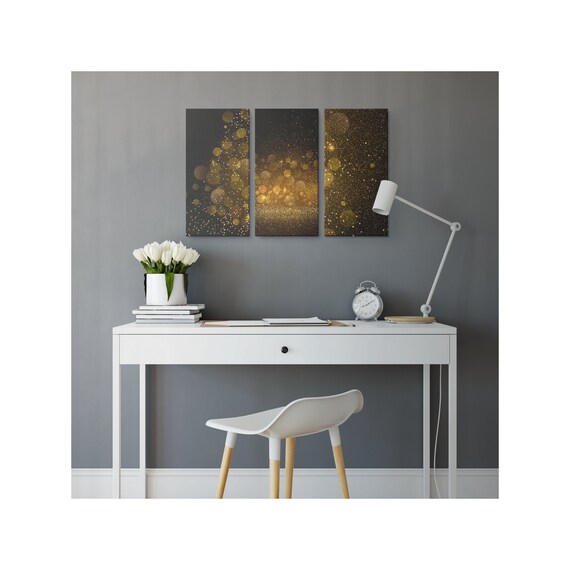 Modern Abstract 3 piece Canvas Wall Art | Oversized Wall Art | 3 Panel Canvas | Trendy Canvas Art | Gold Modern Wall Art