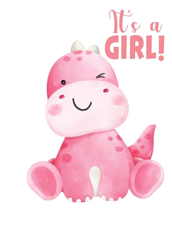 Dinosaur Baby Girl png | It's a Girl | Baby Announcement Onsie | Instant Digital Download | Baby Shower | Baby Announcement | baby dinosaur