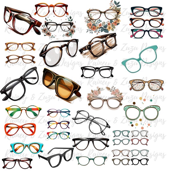 Eyeglass PNG, 25-Eyeglass cutouts, Clipart Glasses, Glasses Sticker, Glasses png, Optical png, Optician png, Optical Decor, Optometrist png