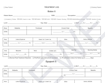 Botox Treatment Plan Form: for Cosmetic Injectors (8.5x11 In) - Etsy