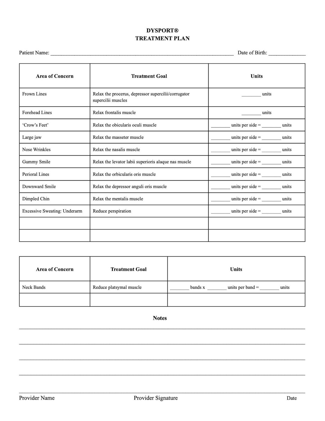 Dysport® Treatment Plan Etsy