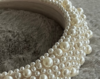 Pearl Beaded Headband, Wedding headband