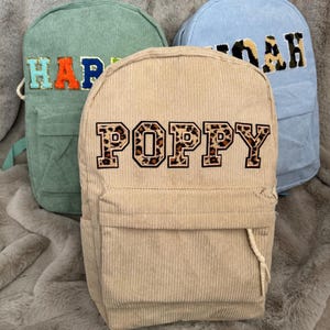 Sac à dos personnalisé pour enfant avec nom, cartable en velours côtelé personnalisé, sac à dos avec nom appliqué, cadeau pour fille ou garçon, cartable de rentrée