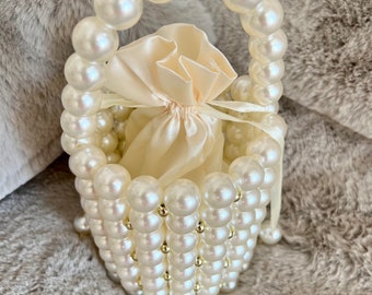 BILAN Gold Beaded Frame Purse ＿WHITE