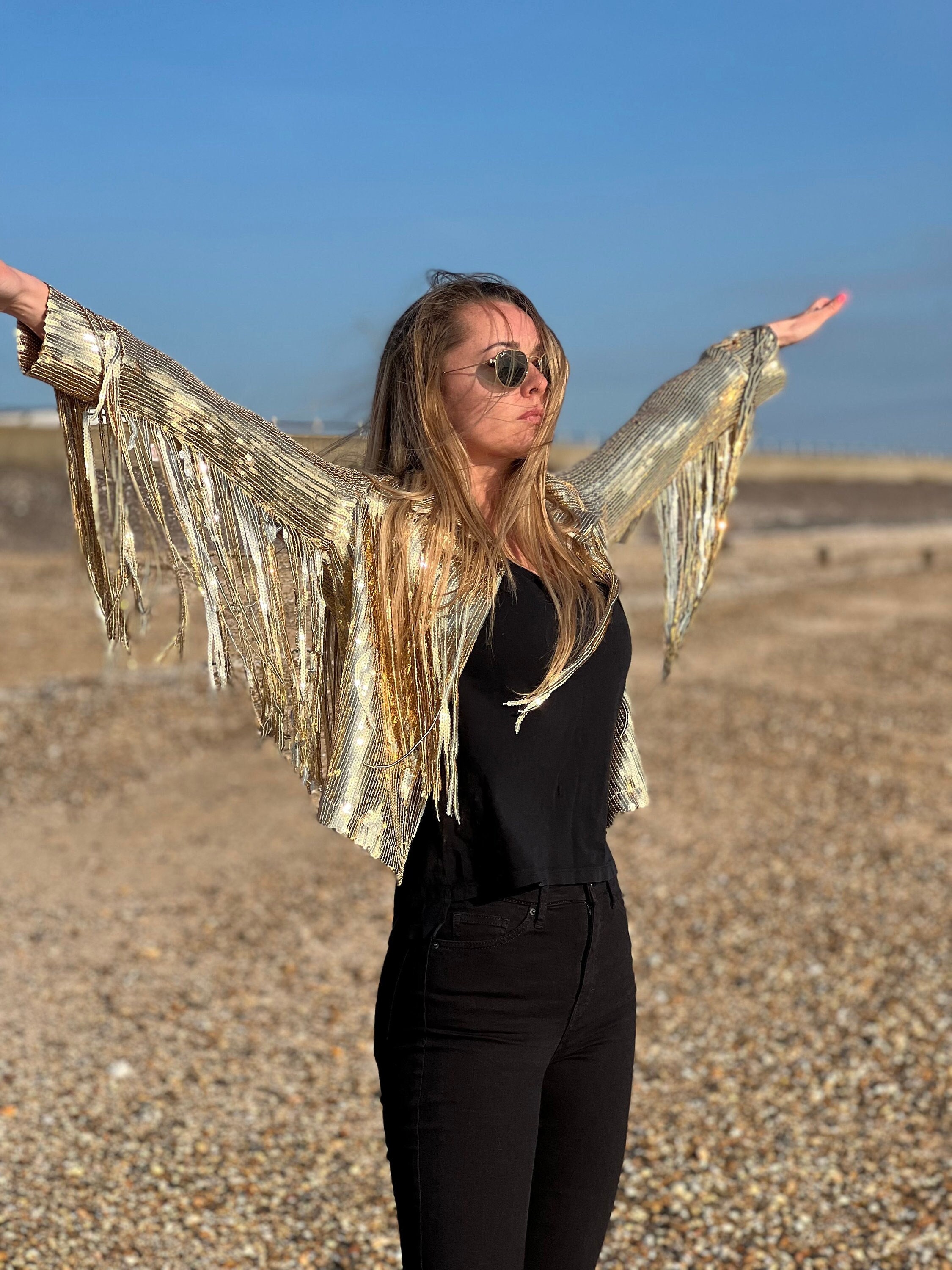 sequin tassel fringe jacket