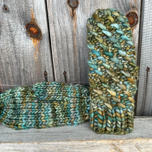 Malabrigo Mittens / super soft merino wool / hand knit /  warm / ships in 3-4 days / variegated green / other colors available