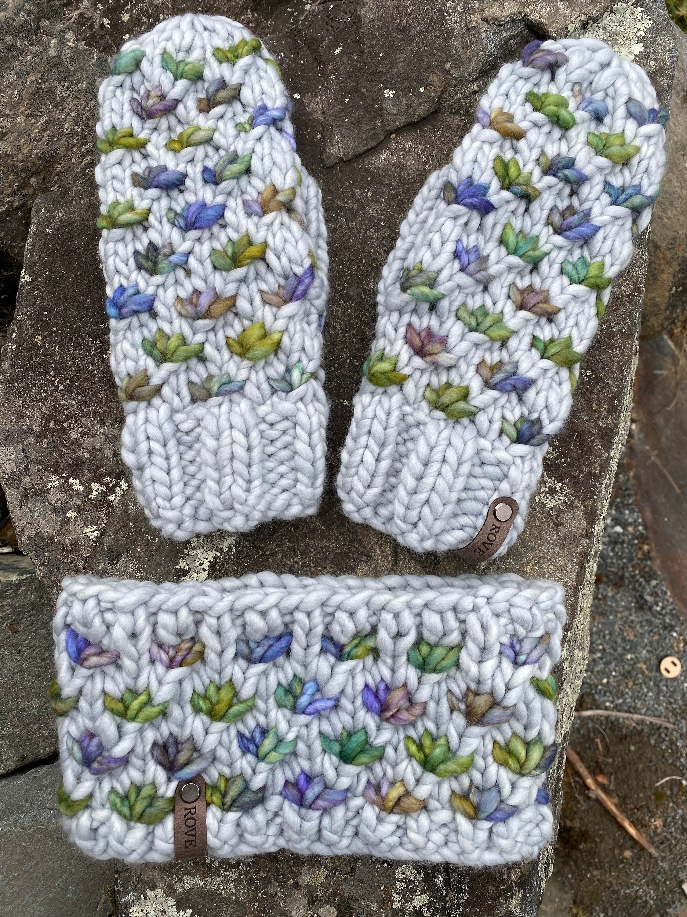 Hand Knit Merino Wool / Mittens / Hat / Ear Warmer / Removeable Faux ...