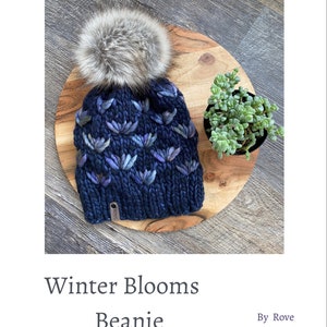 Knitting Pattern / Winter Blooms Beanie / Instant Digital Download / Super Bulky Knitting Pattern