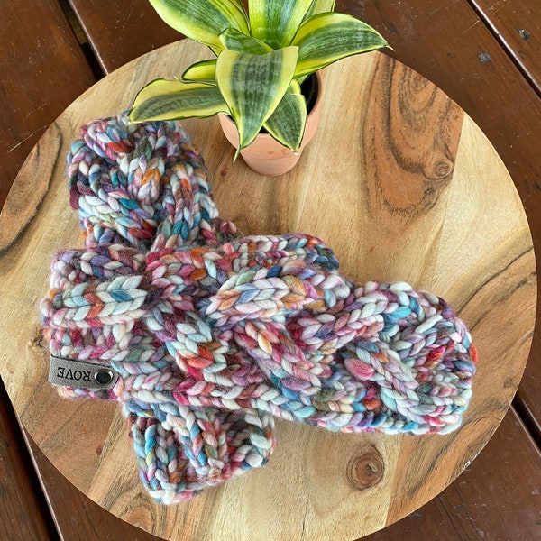 Malabrigo Mittens / super soft merino wool / hand knit /  warm / multi color / ships in 3-4 days