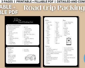 Road Trip Packing List (PDF) Travel Packing List, Packing Checklist,  Printable PDF Packing List