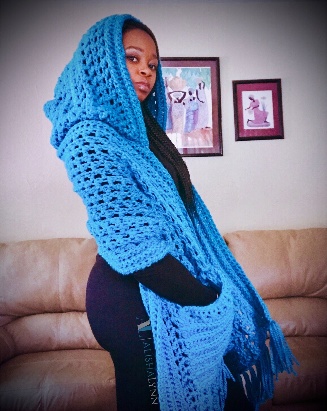 hooded pocket shawl