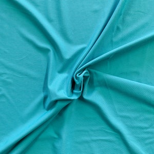 Turquoise Rib Textured 4-Way Stretch Nylon Spandex Swimwear Fabric by the Meter