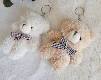 Teddy Bear Yellow Shrimp Tempura Faux Fur Keychain Baby Shower