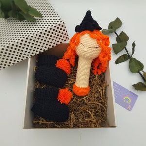 Halloween Gift for Baby, Halloween Baby Shower Gift, Sweet Witch Rattle, Crochet Halloween Booties