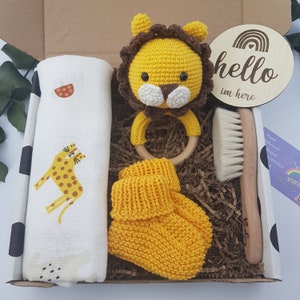 Willkommens-Baby-Geschenkset, personalisiertes Neugeborenengeschenk, Unisex-Geschenkbox für schwangere Schwester, organisches und natürliches Babypartygeschenk