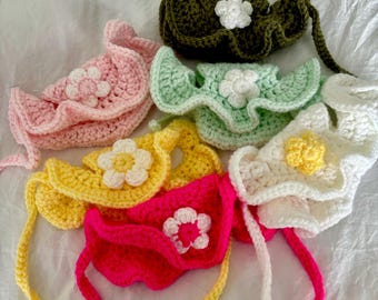 Crochet Flower Bucket Pet Hat for cats and small dogs