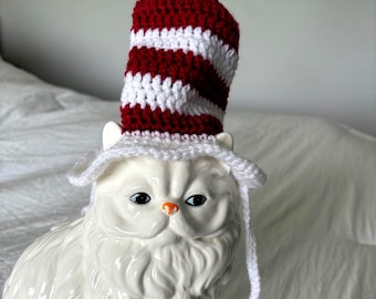 Crochet Cat in the Hat Hat for cats and small dogs