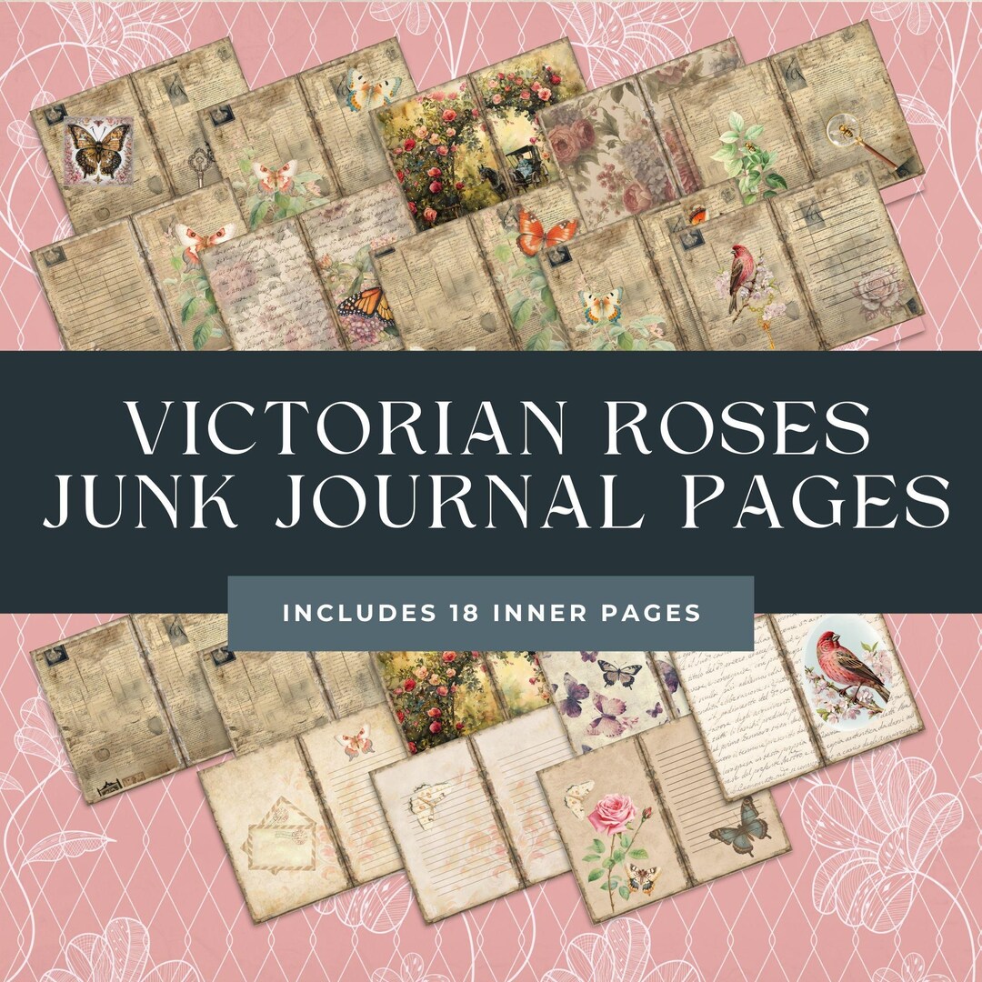 Victorian Roses Junk Journal | Printable Pages | Print PNG | Floral ...