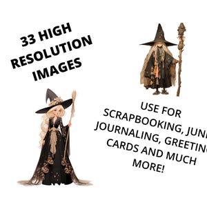 Whimsical Witches Clipart | Halloween Witches | Witch Ephemera | Mystical Clipart | Wicca Clipart | Whimsical Witches | Witchcraft Clipart