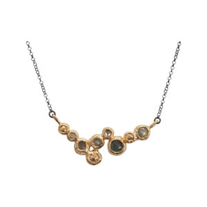 Labradorite Necklace. Gold Plated Sterling Silver Two Tone Necklace. Handmade Israeli Jewelry. Artisan Necklace. Gift for Her image 1