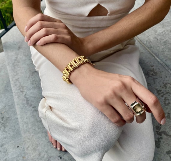 Artisan Multi Color Gemstone bracelet 24k GOLD HANDMADE bangle birthday  gift 2ct | eBay