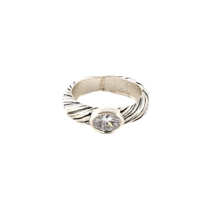 Wedding Band Style Sterling Silver Ring with Cubic Zirconia. Handmade Israeli Jewelry. Engagement Ring. Gift for Her