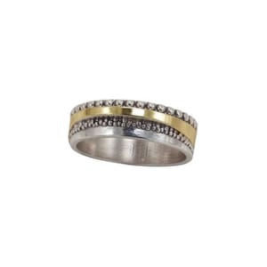 Sterling Silver and Gold Stackable Ring Handmade in Israel Modern Artisan Design