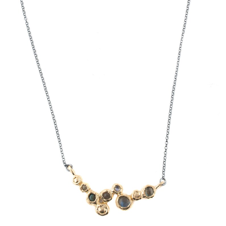 Labradorite Necklace. Gold Plated Sterling Silver Two Tone Necklace. Handmade Israeli Jewelry. Artisan Necklace. Gift for Her image 7